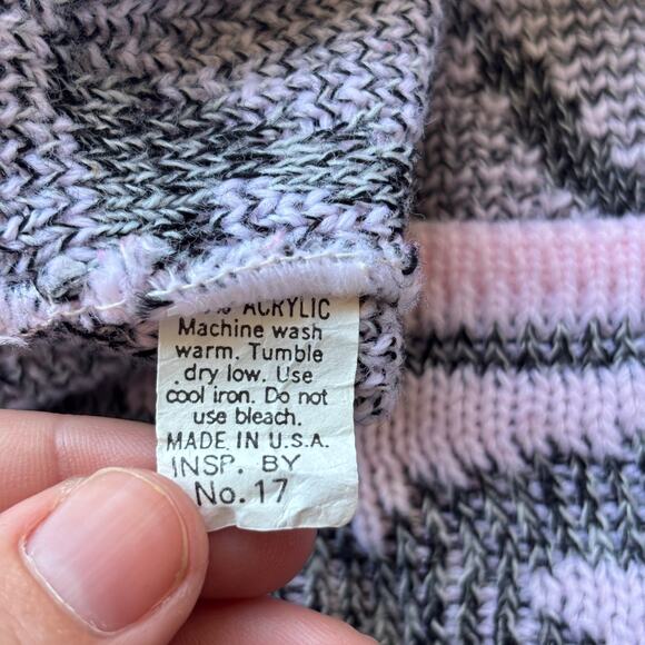 Adele Simpson Sweater Women's Pink Gray Tiger Stripe Long Sleeve - No Size Tag - Picture 5 of 10
